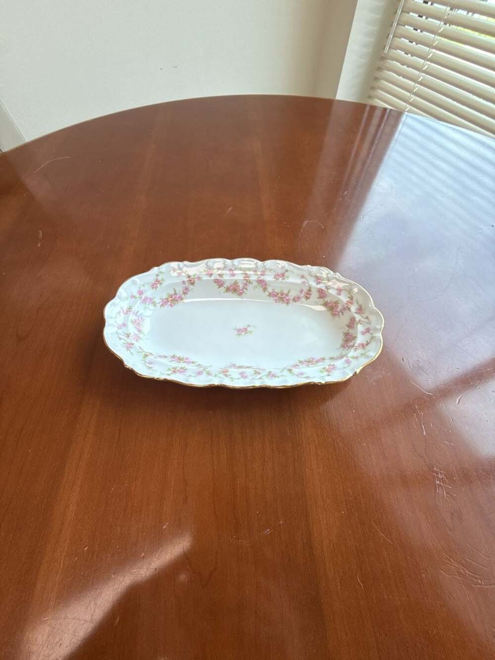 Vintage Schumann Arzberg Bavaria Germany Floral Rose Garland Scalloped Oval Dish
